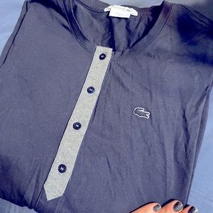 Lacoste : Navy Long-sleeve Henley Shirt